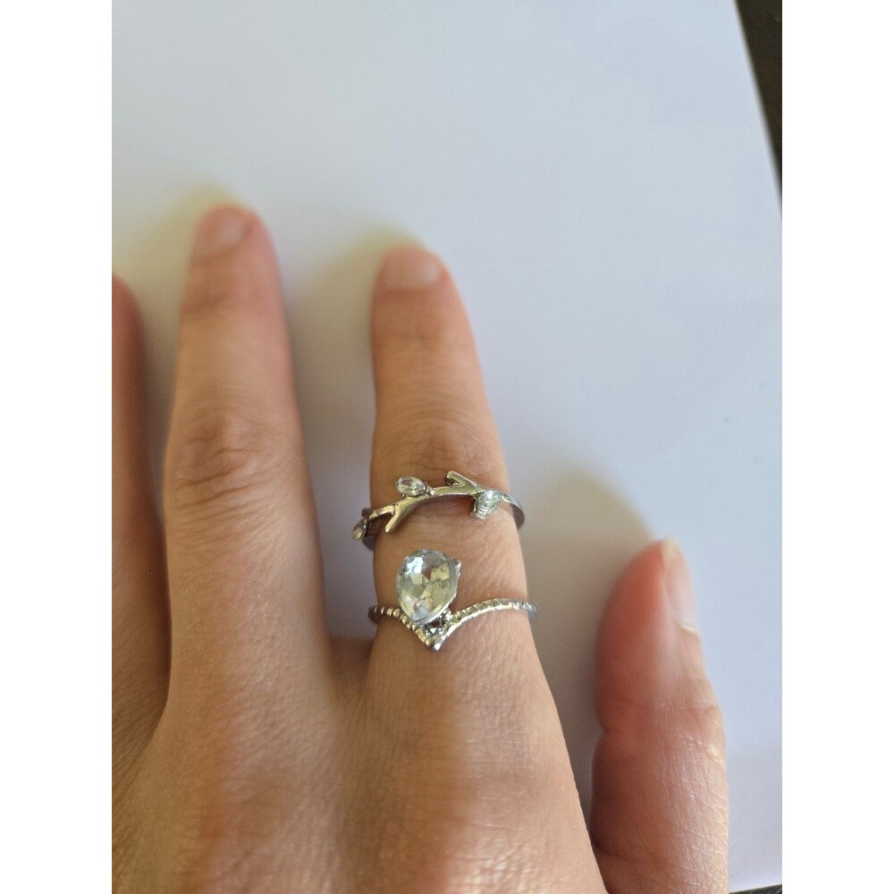 Womens rings silver tone Gems leaf Size 6.75